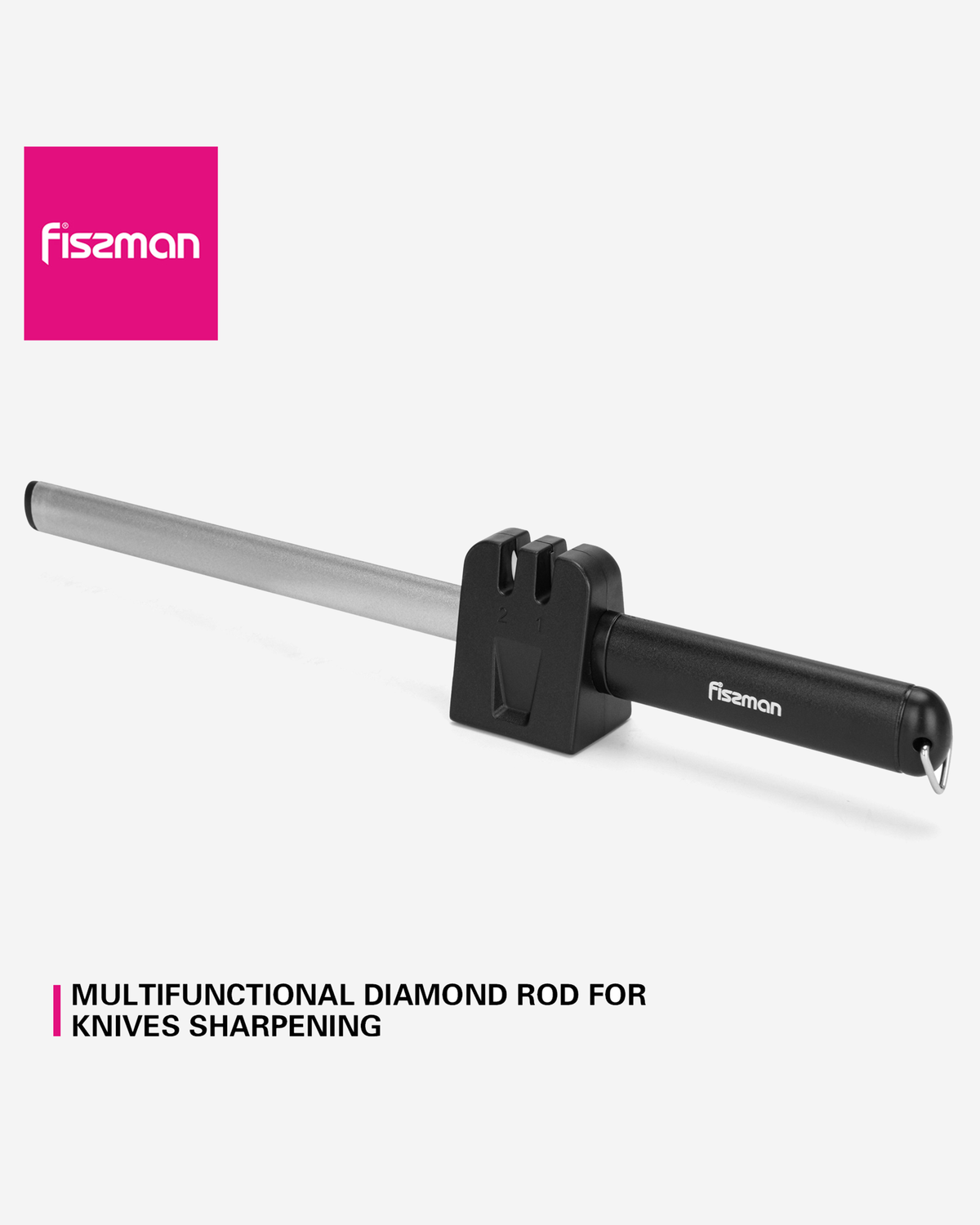 Fissman Knife Sharpening Rod Diamond Series Silver/Black 38cm