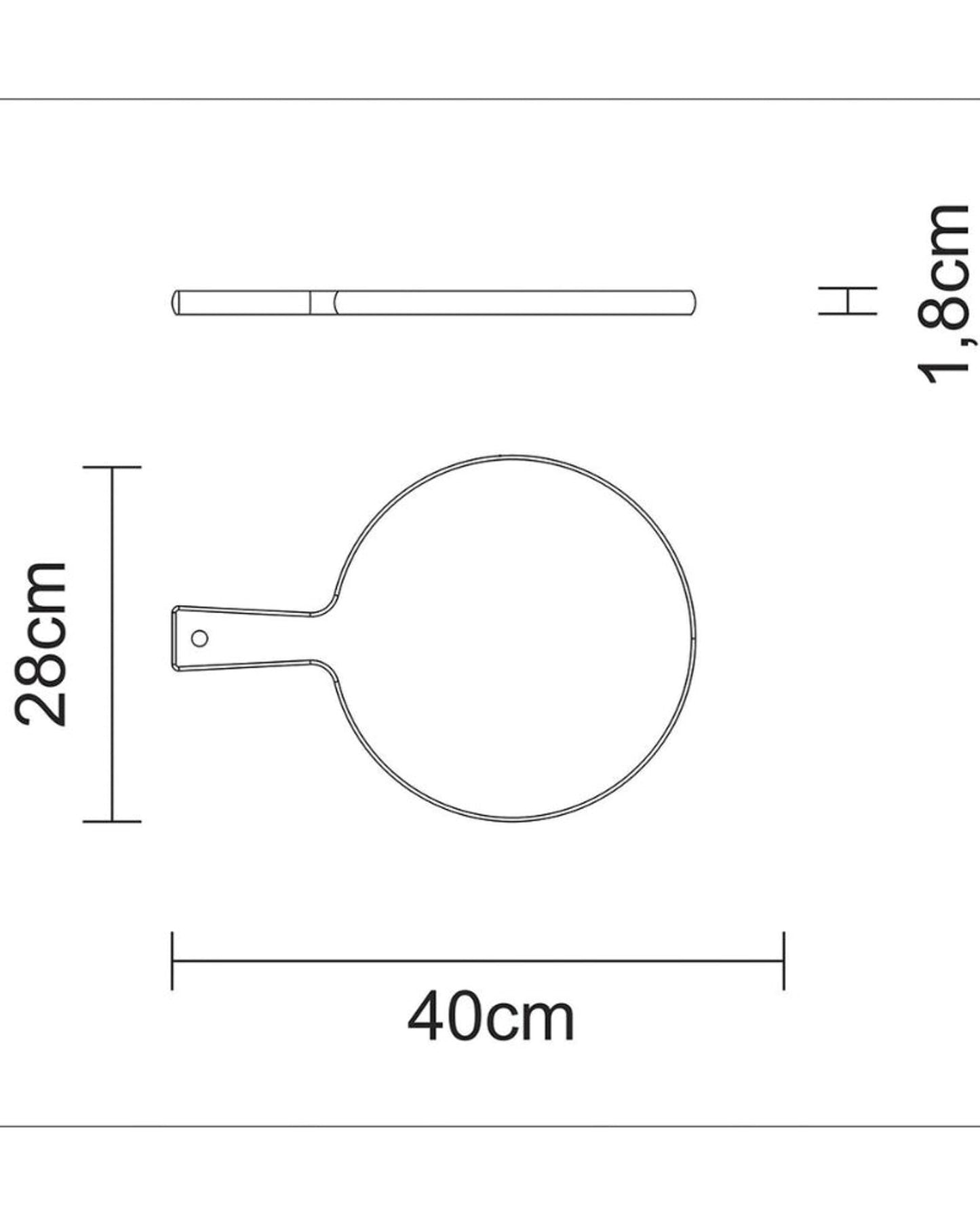 ترامونتينا منذ عام 1911، صنع في البرازيل، لوح ترامونتينا دائري من خشب الساج بمقبض، مقاس 40×30 سم