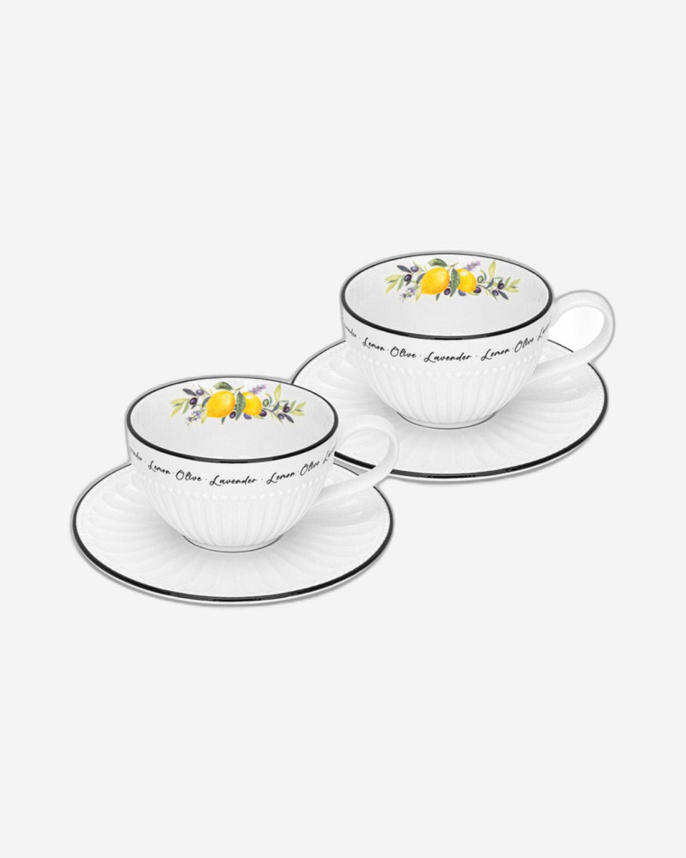 Fissman 2-Piece  Cups Lemon Provence Series 250 ml With Saucers Porcelain