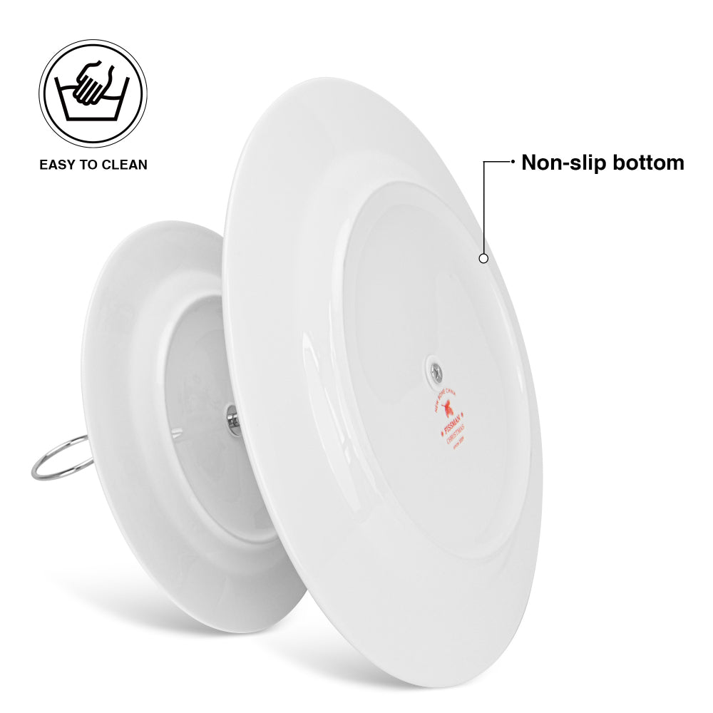 حامل فواكه فيسمان من طبقتين، لعيد الميلاد، مقاس ١٩/٢٧ سم، مصنوع من الخزف العظمي الجديد