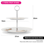 حامل فواكه فيسمان من طبقتين، لعيد الميلاد، مقاس ١٩/٢٧ سم، مصنوع من الخزف العظمي الجديد