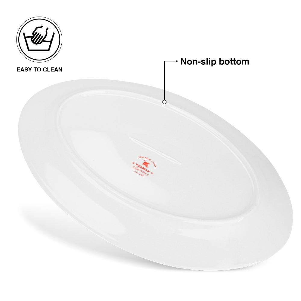 طبق بيضاوي من فيسمان لعيد الميلاد، ٣٥ سم، مصنوع من الخزف العظمي الجديد