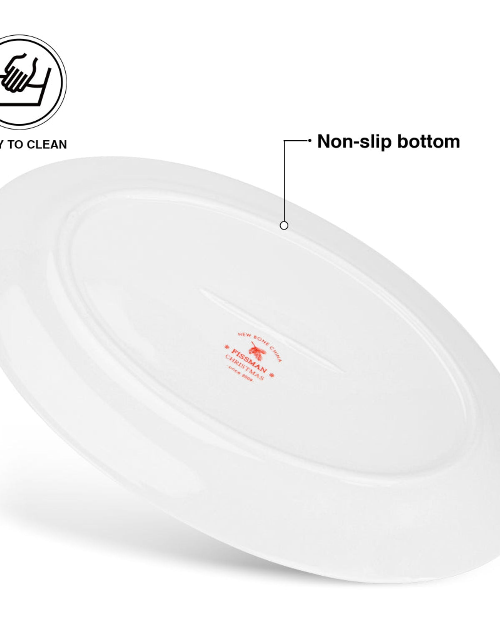 طبق بيضاوي من فيسمان لعيد الميلاد، 30 سم، مصنوع من الخزف العظمي الجديد