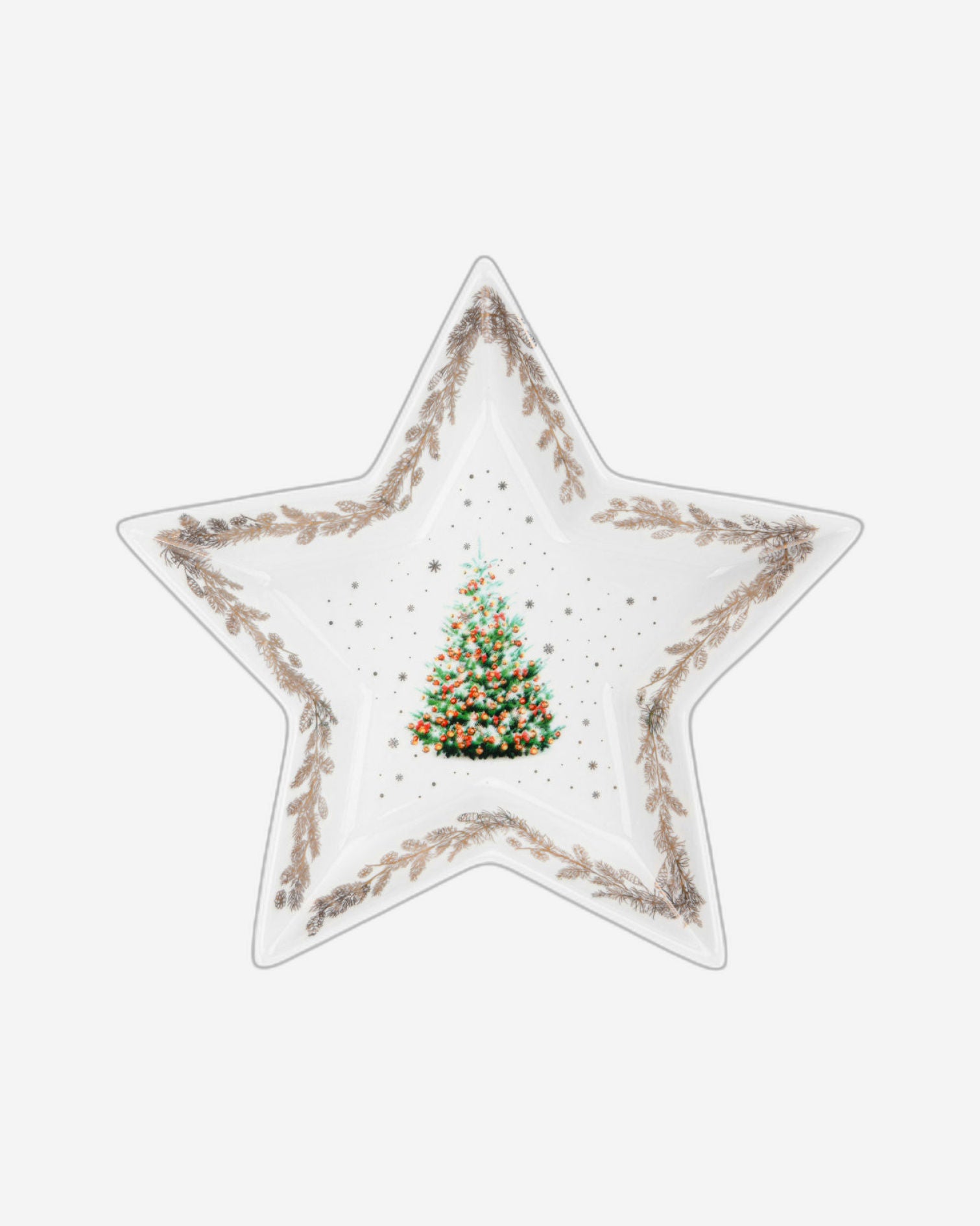 طبق فيسمان على شكل نجمة لعيد الميلاد، مقاس 19 سم، مصنوع من الخزف العظمي الجديد