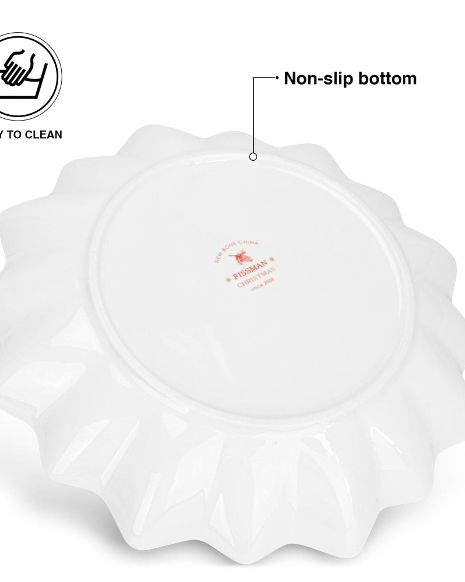 طبق فيسمان متعدد الأضلاع 24 سم من الخزف الصيني العظمي الجديد لعيد الميلاد