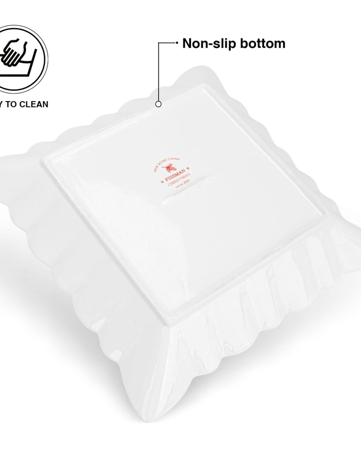 طبق فيسمان مربع من البورسلين، 22.5 سم