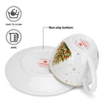 طقم أكواب وصحن من فيسمان، قطعتين، سعة 260 مل، مصنوع من الخزف العظمي الصيني الجديد لعيد الميلاد