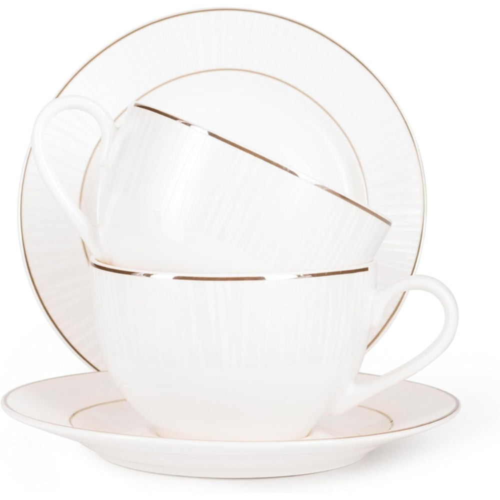 Fissman 2-Piece Cups Nice 220ml With Saucers New Bone China