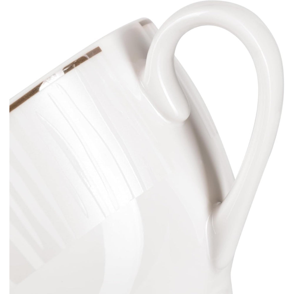 أكواب فيسمان من قطعتين سعة 220 مل مع صحون، مصنوعة من الخزف العظمي الجديد