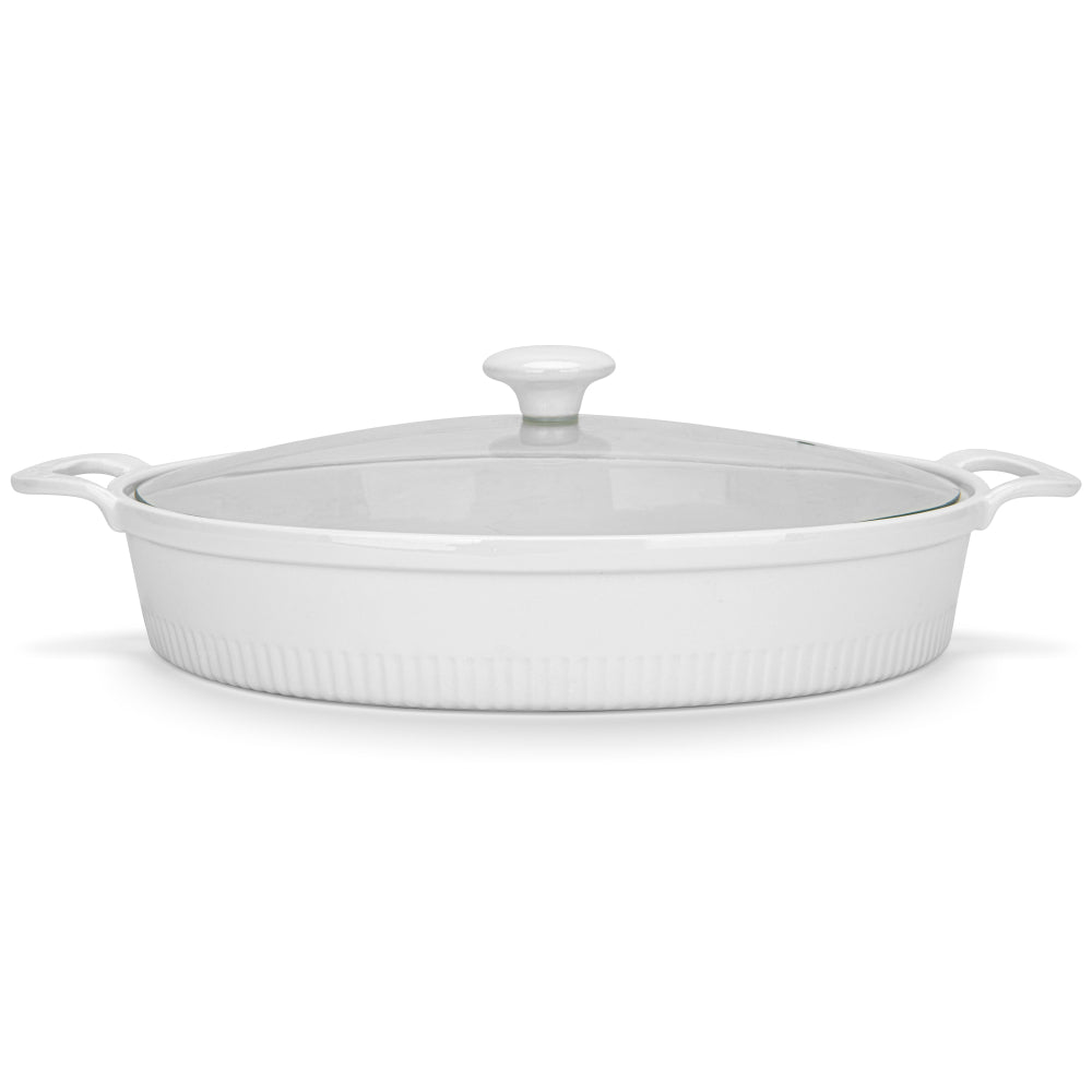 صينية خبز بيضاوية من فيسمان بغطاء زجاجي، 31 سم/2.1 لتر، بورسلين