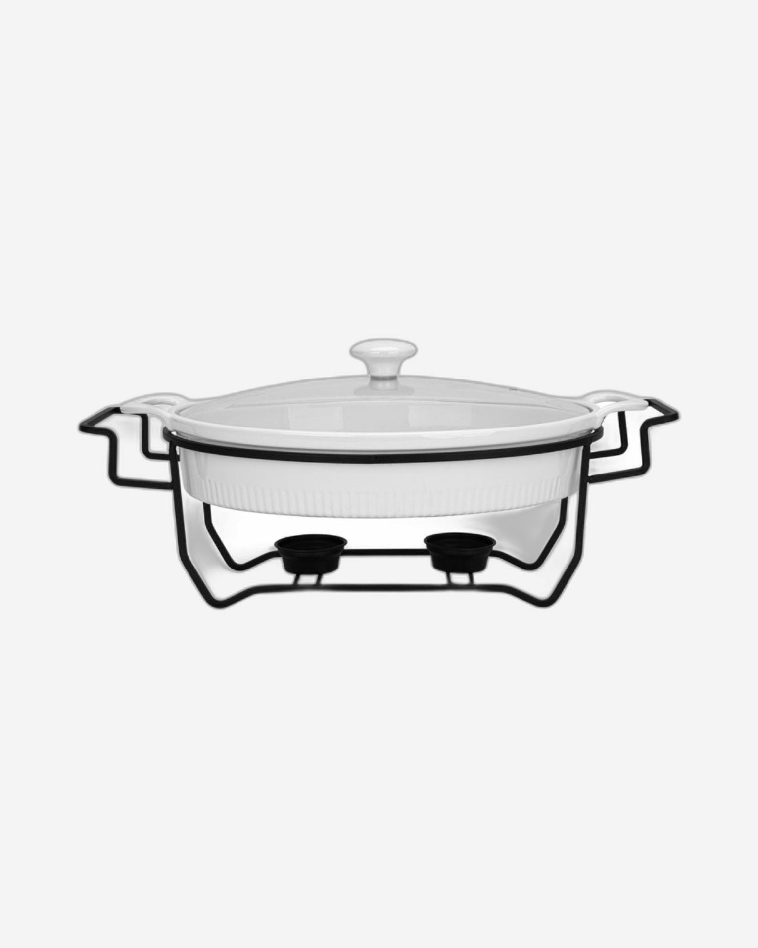 طبق تسخين بيضاوي من فيسمان، 31 سم، سعة 2.1 لتر، مع غطاء زجاجي (بورسلين)