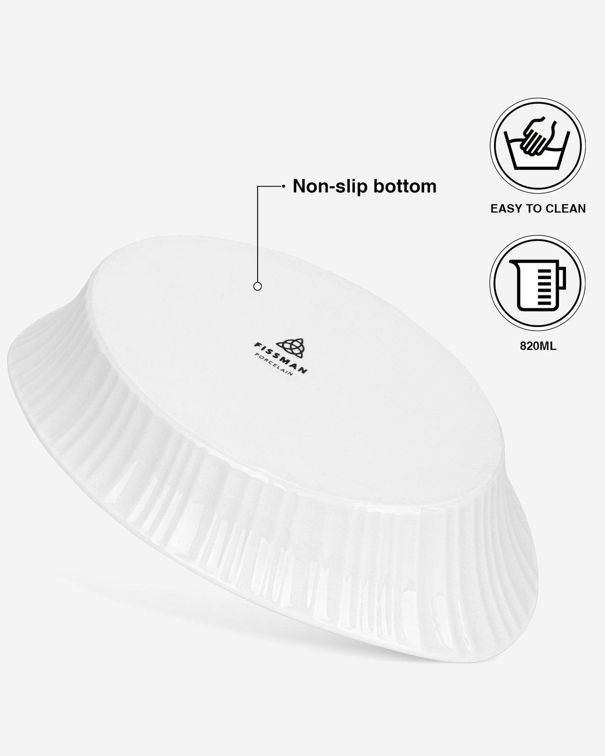 Fissman Baking Dish Oval Porcelain 22.5x18x7cm 820ml
