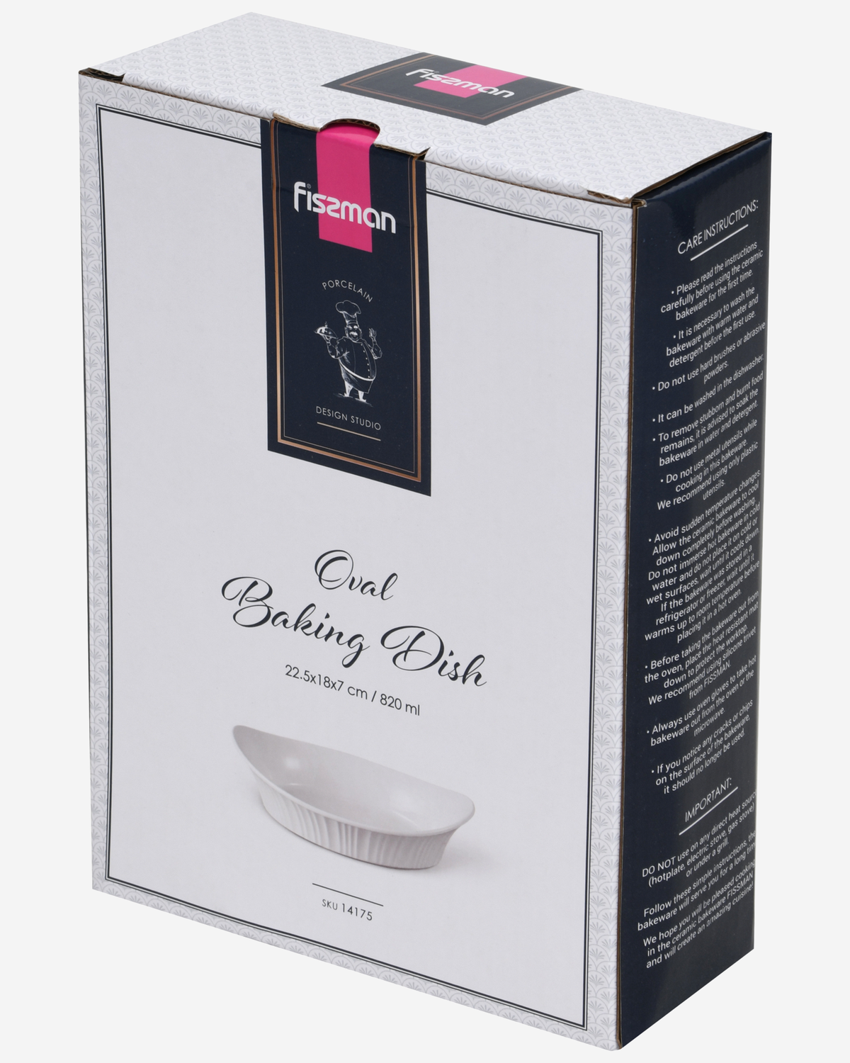 Fissman Baking Dish Oval Porcelain 22.5x18x7cm 820ml