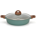 Fissman Casserole With Glass Lid Aluminium Coating Shallow And Induction Bottom 28x7.2cm/3.8LTR Green