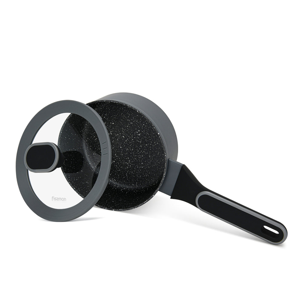 قدر فيسمان سعة 1.4 لتر مع غطاء زجاجي، قدر ألومنيوم مطلي بطبقة غير لاصقة من TouchStone، مقاس 16×7.9 سم، سلسلة لورا