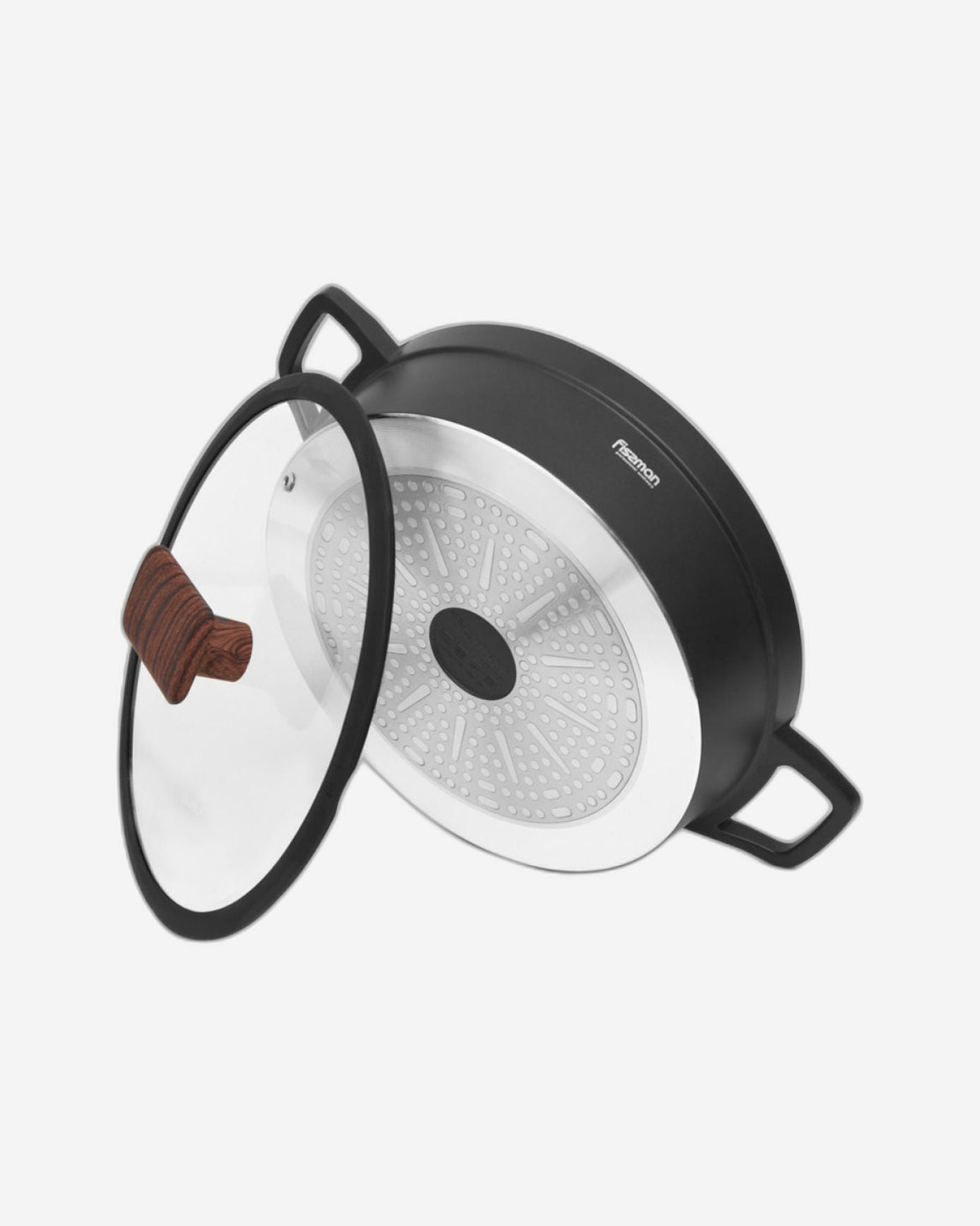 طاجن فيسمان الضحل من سلسلة فيلومينا 28 سم/3.5 لتر مع غطاء زجاجي من الألومنيوم مع طلاء غير لاصق