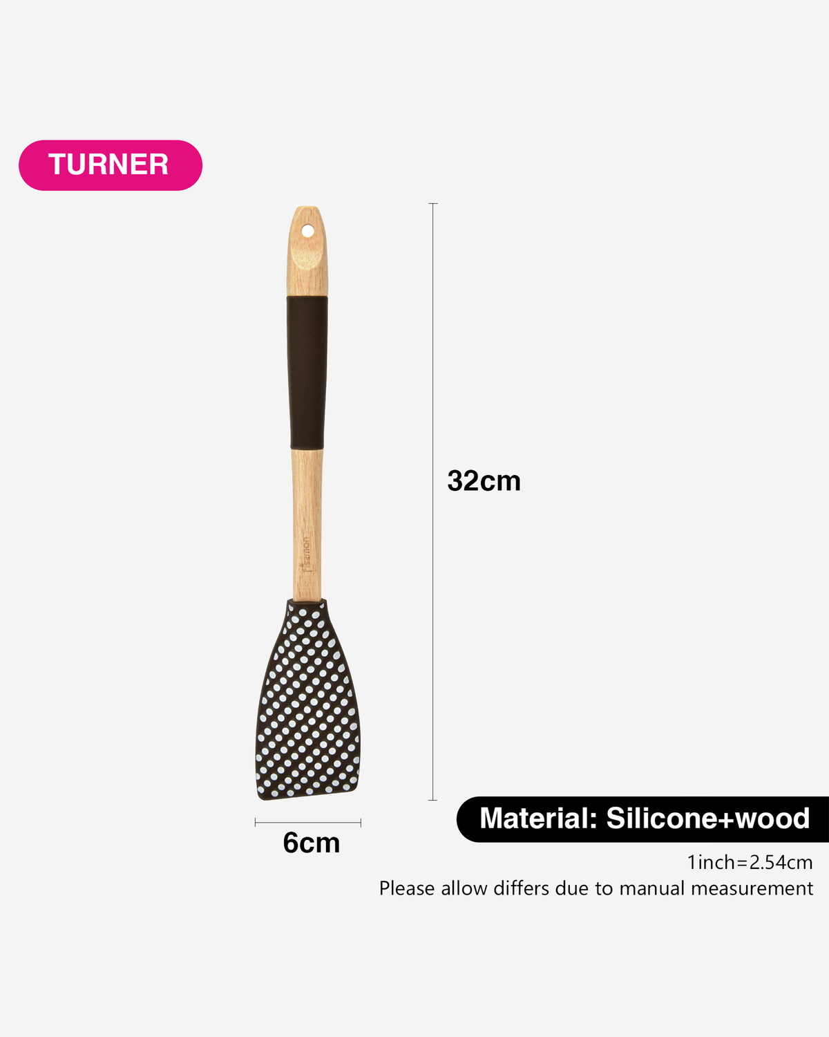 Fissman Skimmer Silicone Wooden Handle Brown/Beige 32cm