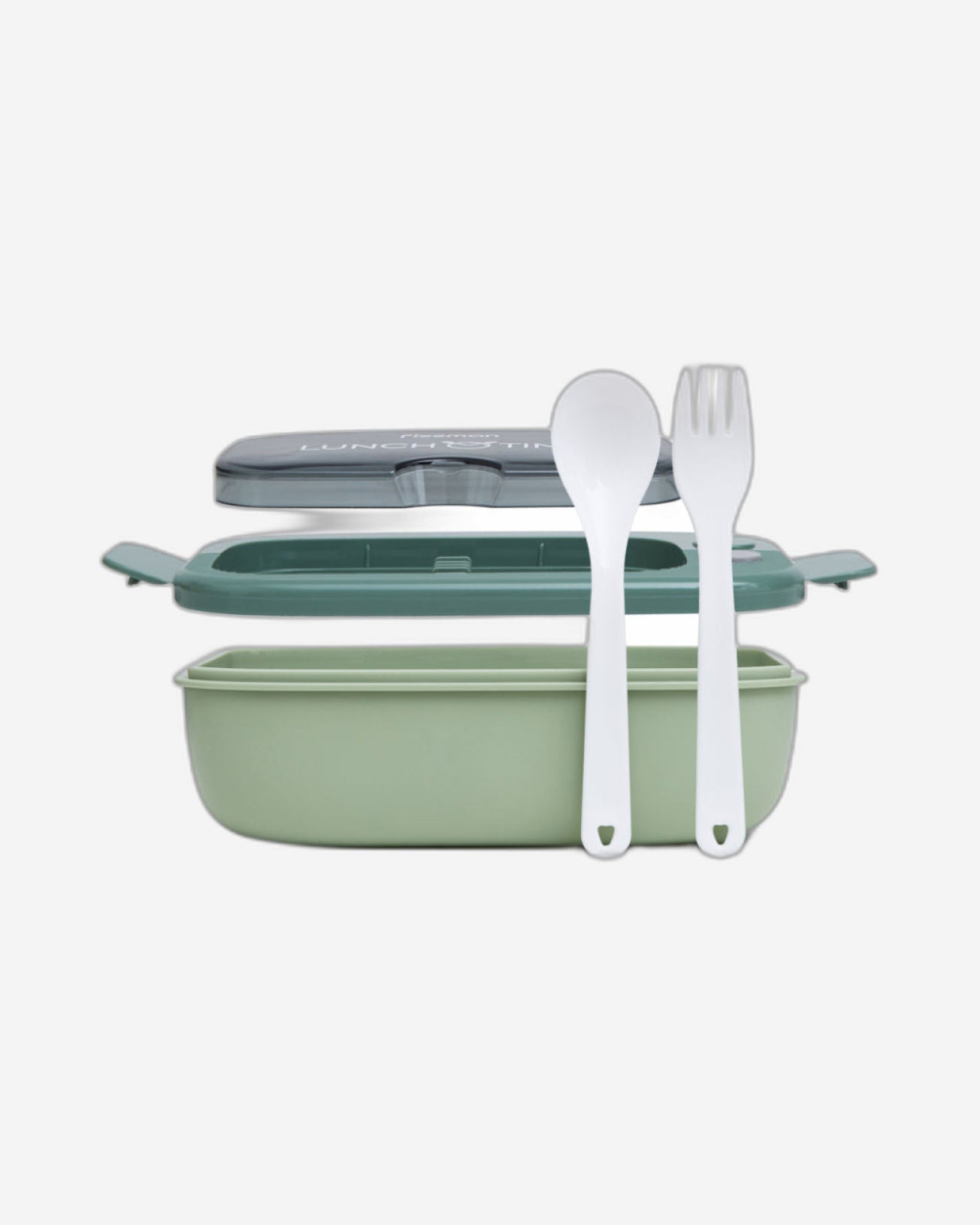 صندوق غداء فيسمان ذو حجرتين، 20.5 سم/1000 مل، بلاستيك أخضر اللون