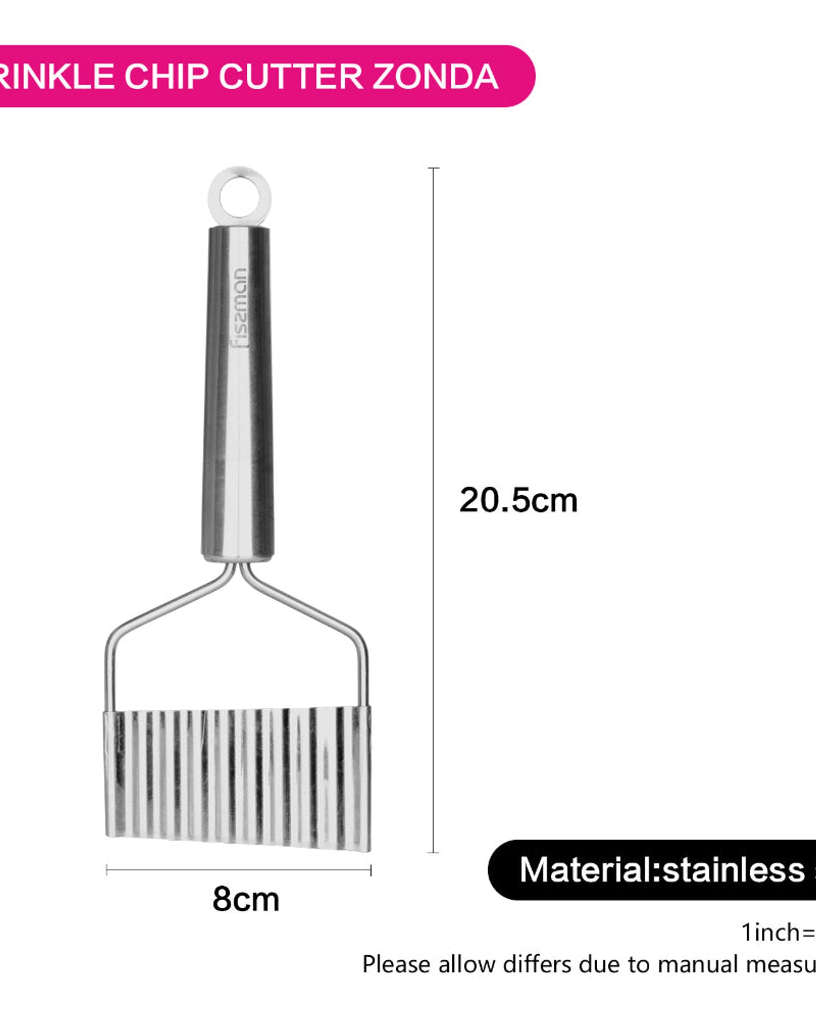 قاطع رقائق فيسمان كرينكل، 20 سم، من الفولاذ المقاوم للصدأ، سلسلة زوندا