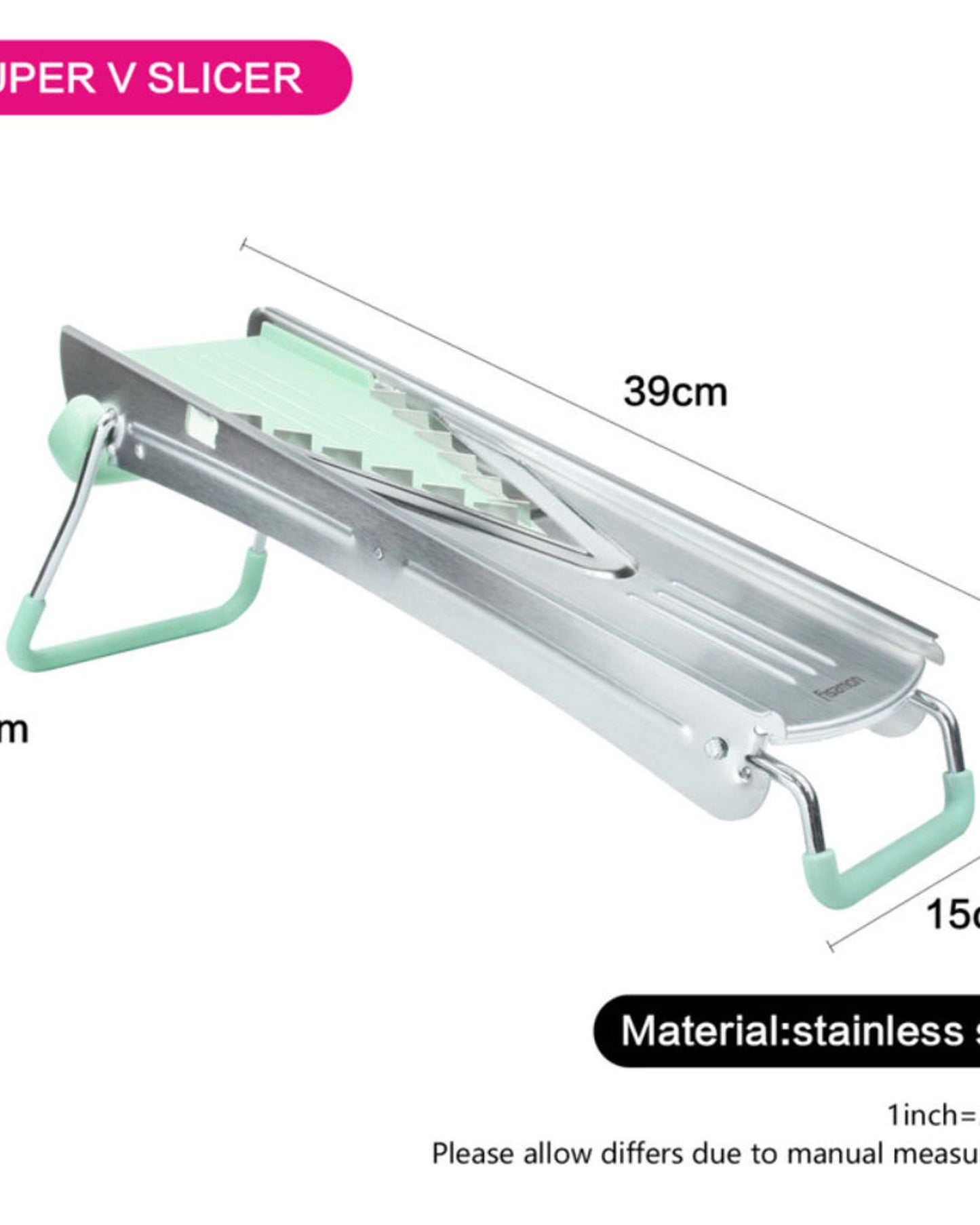 قطاعة ماندولين من فيسمان بخمس شفرات احترافية، أبيض/أخضر، 39×15×14 سم