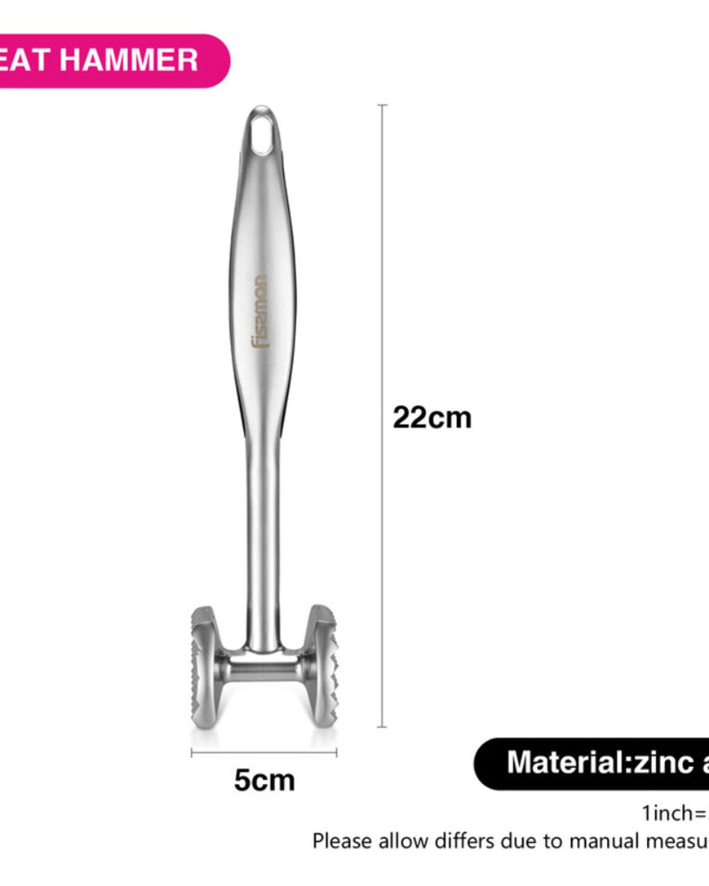 مطرقة لحم فيسمان 22 سم مصنوعة من سبائك الزنك
