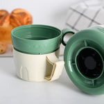 ترمس حراري من فيسمان سعة 1000 مل، لون بيج وأخضر، مع بطانة زجاجية من الداخل