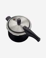 ترامونتينا منذ عام 1911، صنع في البرازيل، طنجرة ضغط من الألومنيوم الأسود بتأثير فانكوفر من ترامونتينا، مع طبقة ستارفلون ماكس غير لاصقة داخلية وخارجية، 20 سم، 4.5 لتر