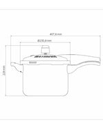 ترامونتينا منذ عام 1911، صنع في البرازيل، طنجرة ضغط من الألومنيوم الأسود بتأثير فانكوفر من ترامونتينا، مع طبقة ستارفلون ماكس غير لاصقة داخلية وخارجية، 20 سم، 4.5 لتر