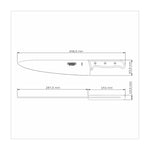 سكين مطبخ ترامونتينا، مصنوعة في البرازيل منذ عام 1911، بشفرة من الفولاذ المقاوم للصدأ ومقبض من الخشب الأحمر المعالج بالبولي، مقاس 12 بوصة