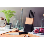 ترامونتينا منذ عام 1911، صنع في البرازيل، طقم سكاكين ترامونتينا بلينوس المكون من 6 قطع بشفرات من الفولاذ المقاوم للصدأ ومقابض من البولي بروبيلين الأسود وكتلة خشبية