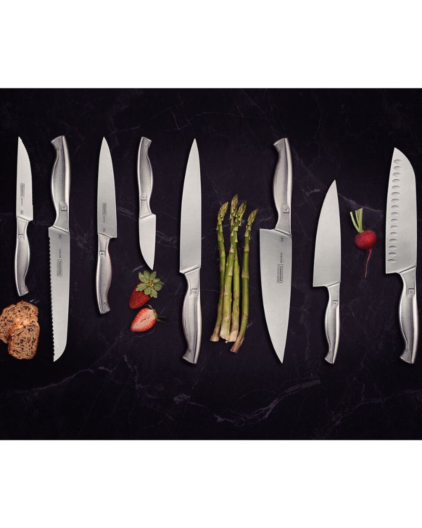 ترامونتينا منذ عام 1911، صنع في البرازيل، سكين سانتوكو الرائع من الفولاذ المقاوم للصدأ من ترامونتينا، مقاس 7.5 بوصة