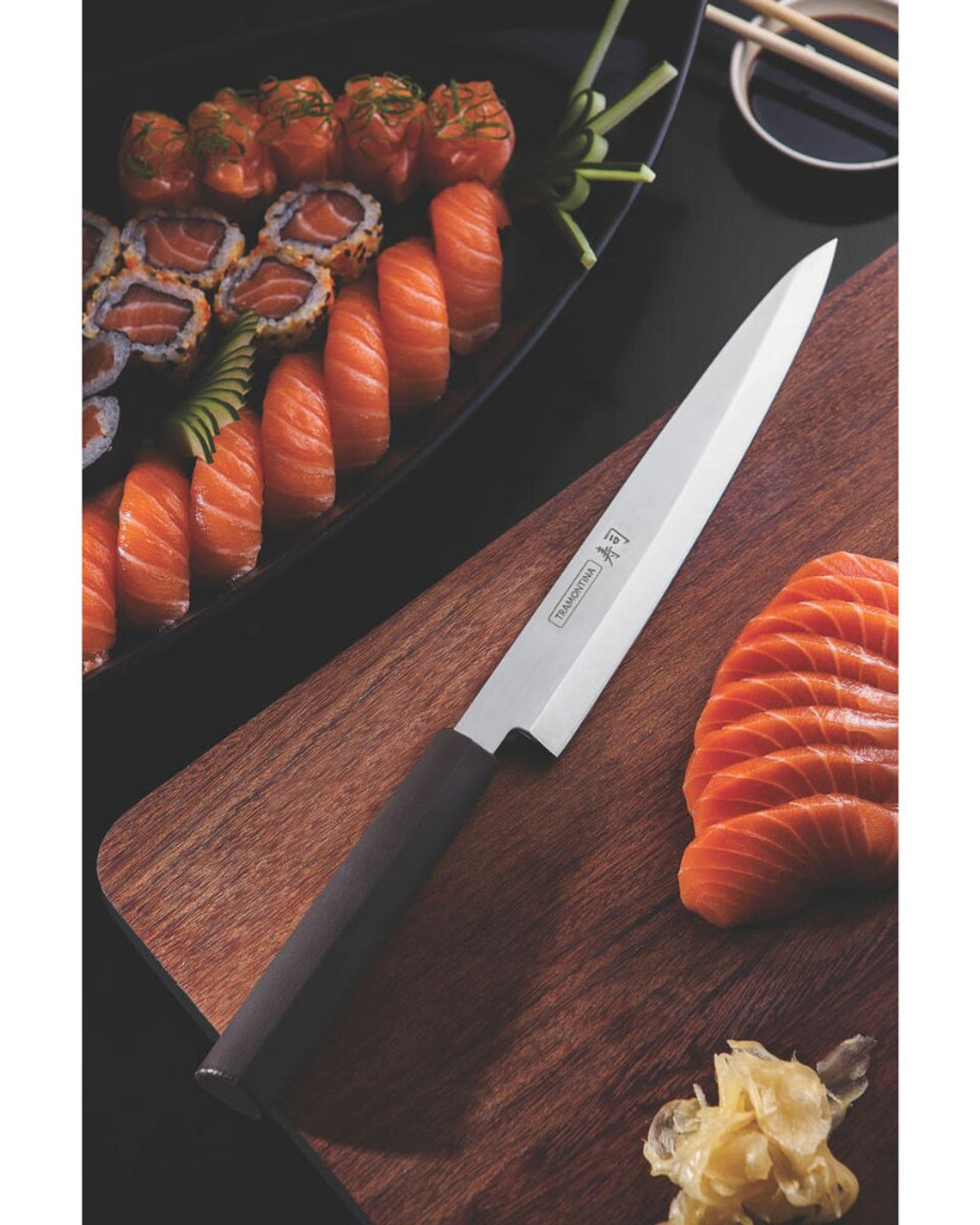ترامونتينا منذ عام 1911، صنع في البرازيل، سكين ياناغيبا سوشي من الفولاذ المقاوم للصدأ مقاس 9 بوصات بمقبض من النايلون