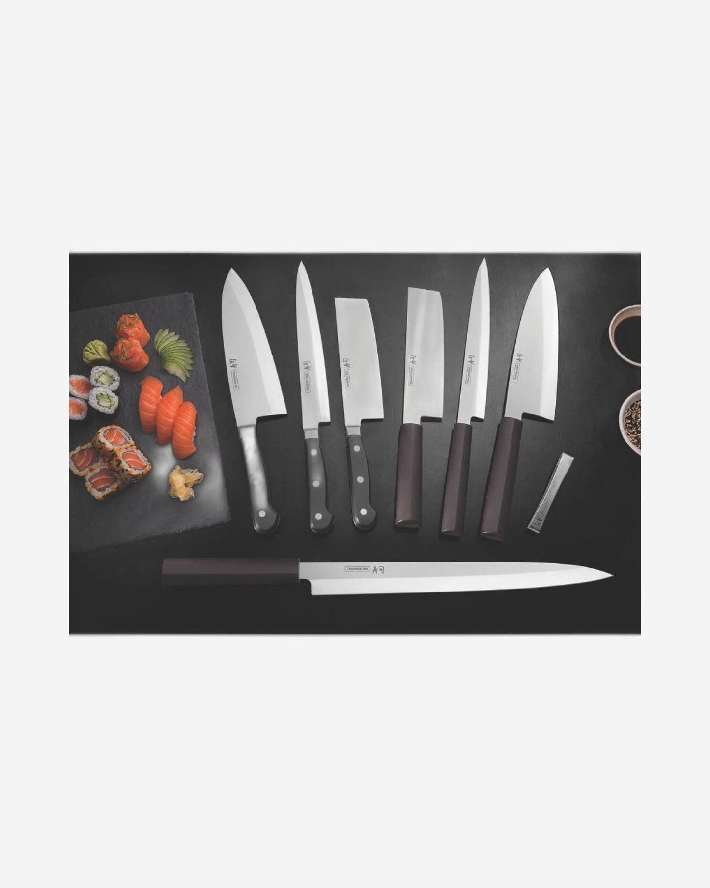 ترامونتينا منذ عام 1911، صنع في البرازيل، سكين ناكيري سوشي من الفولاذ المقاوم للصدأ مقاس 7 بوصات بمقبض من النايلون