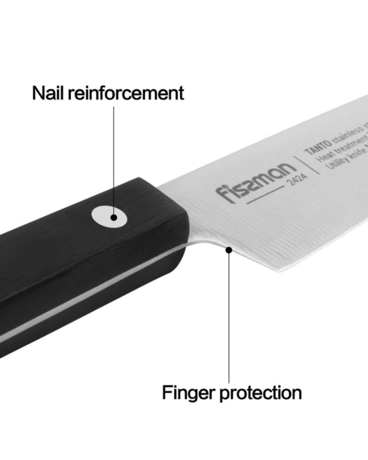 سكين فيسمان متعدد الاستخدامات، سلسلة تانتو، أسود/فضي، 5 بوصات