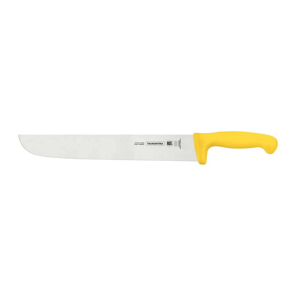 Since 1911 Made in Brazil Tramontina Professional Meat Knife with Stainless-Steel Blade and Yellow Polypropylene Handle 12"