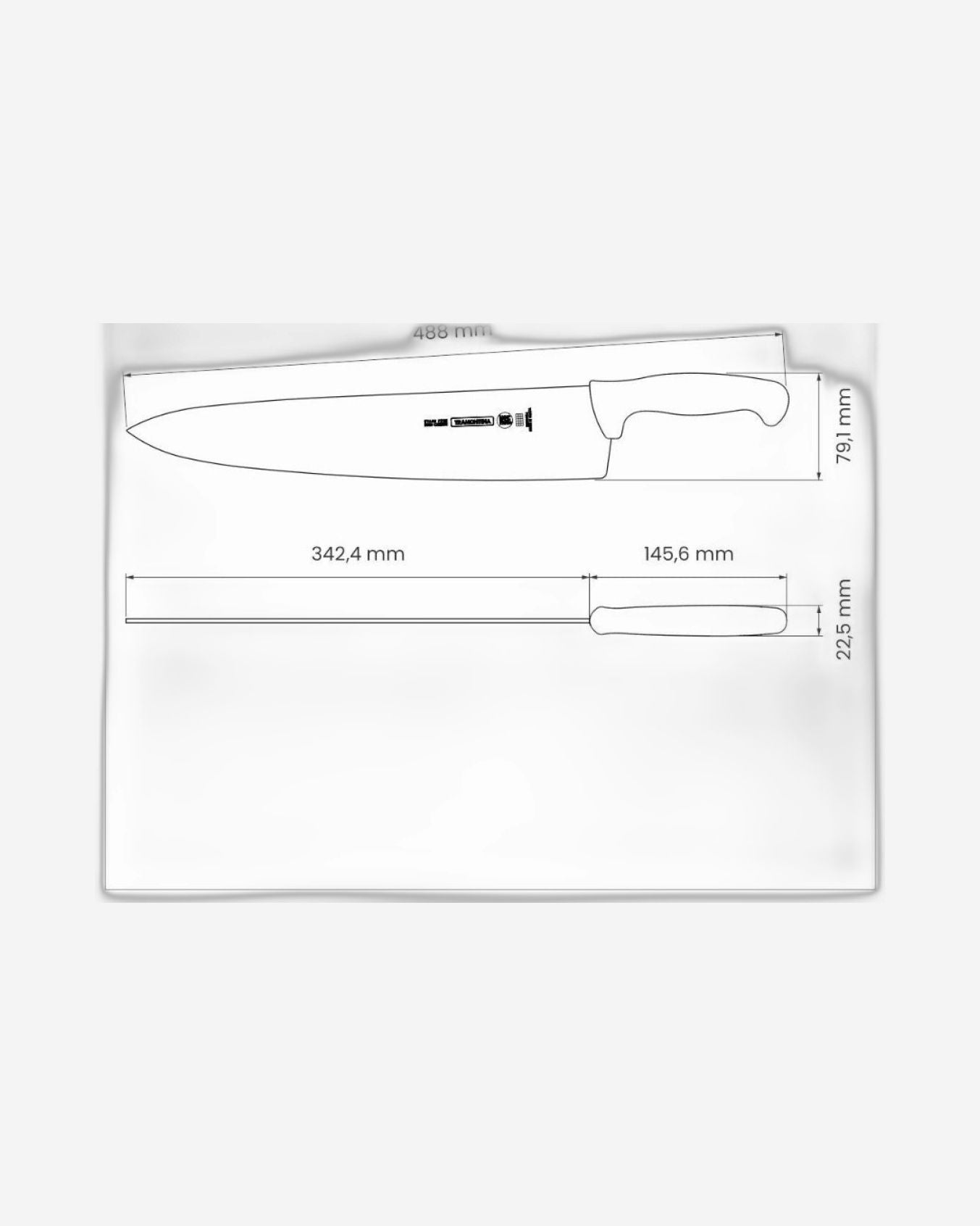 ترامونتينا منذ عام 1911، صنع في البرازيل، سكين لحوم احترافي من ترامونتينا بشفرة من الفولاذ المقاوم للصدأ ومقبض من البولي بروبيلين الأسود، مقاس 14 بوصة