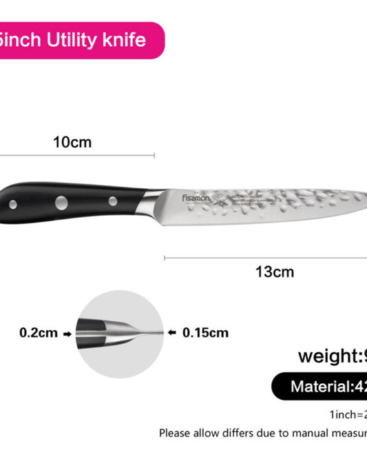 سكين فيسمان متعدد الاستخدامات، 5 بوصات، هاتوري مطروق، فولاذ 420j2