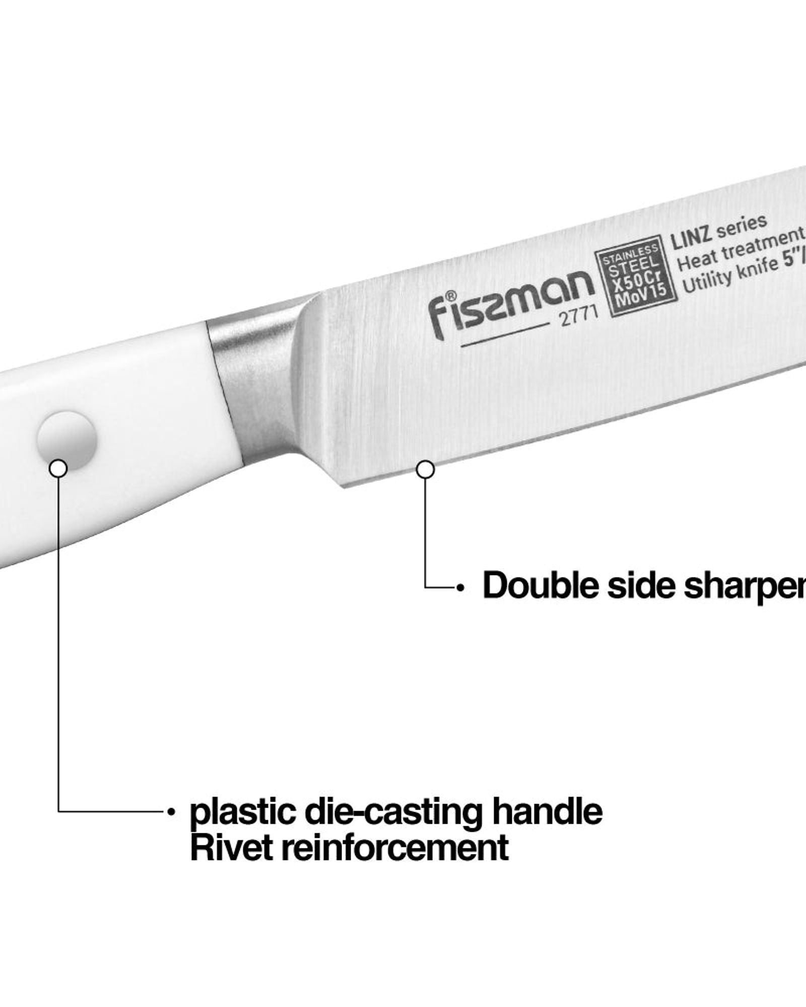 سكين فيسمان متعدد الاستخدامات مقاس 5 بوصات من لينز (فولاذ X50Cr15MoV)