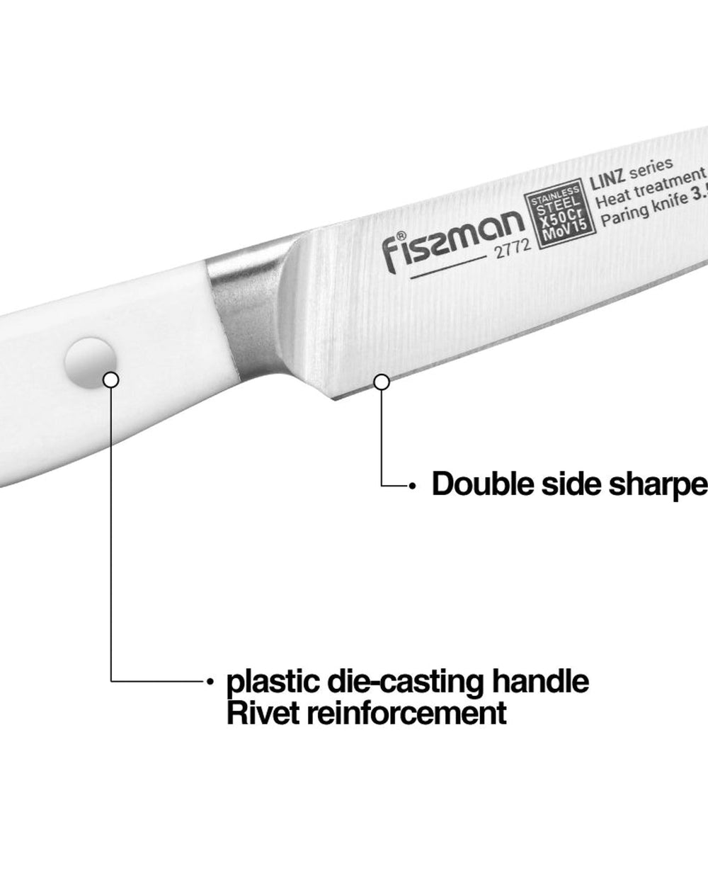 سكين تقشير فيسمان 3.5 بوصة من لينز (فولاذ X50Cr15MoV)