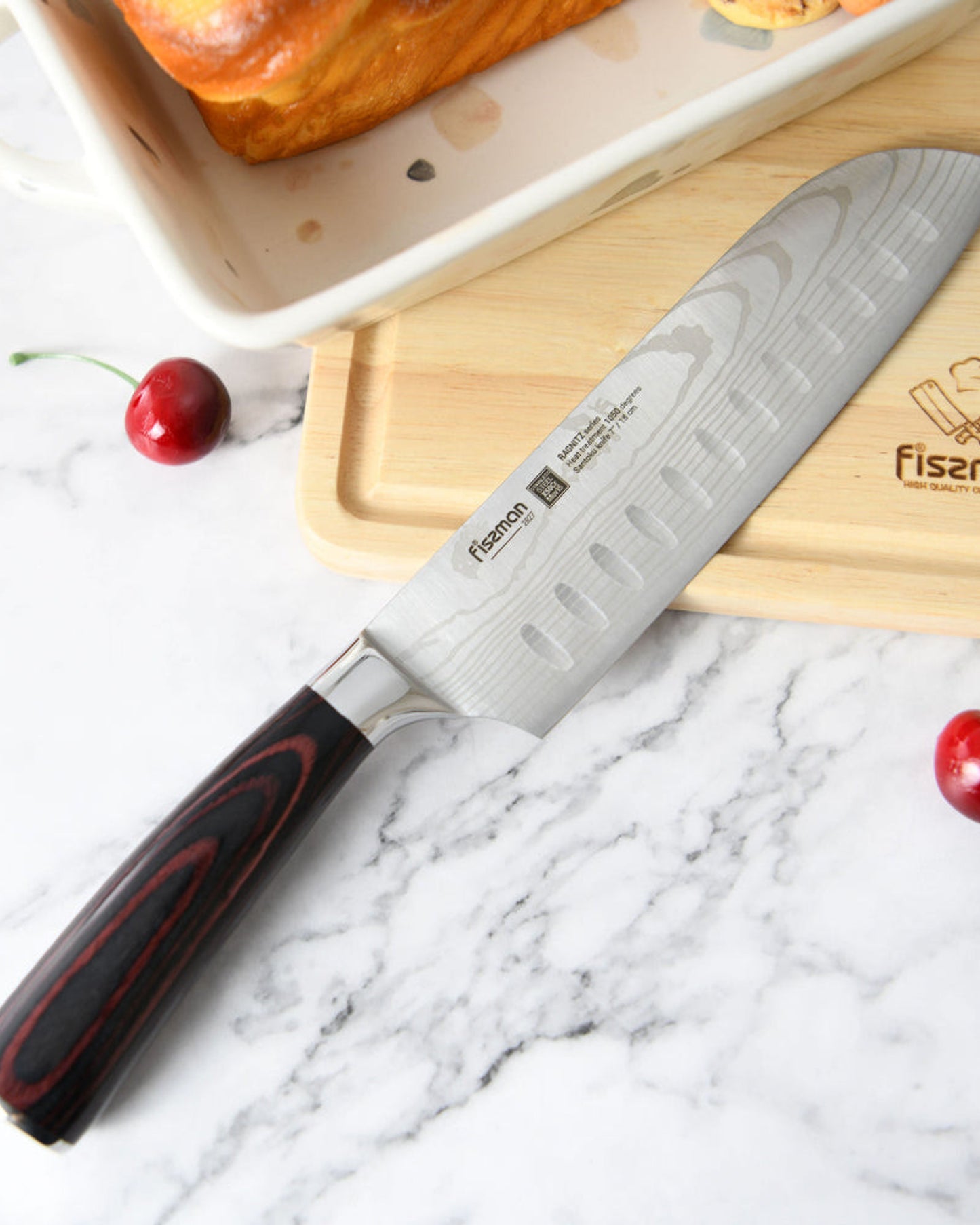 سكين سانتوكو من فيسمان، 7 بوصات، سكين ياباني متعدد الاستخدامات، مصنوع من سبائك ألمانية X50CrMoV15، من الفولاذ المقاوم للصدأ من سلسلة راجنيتز