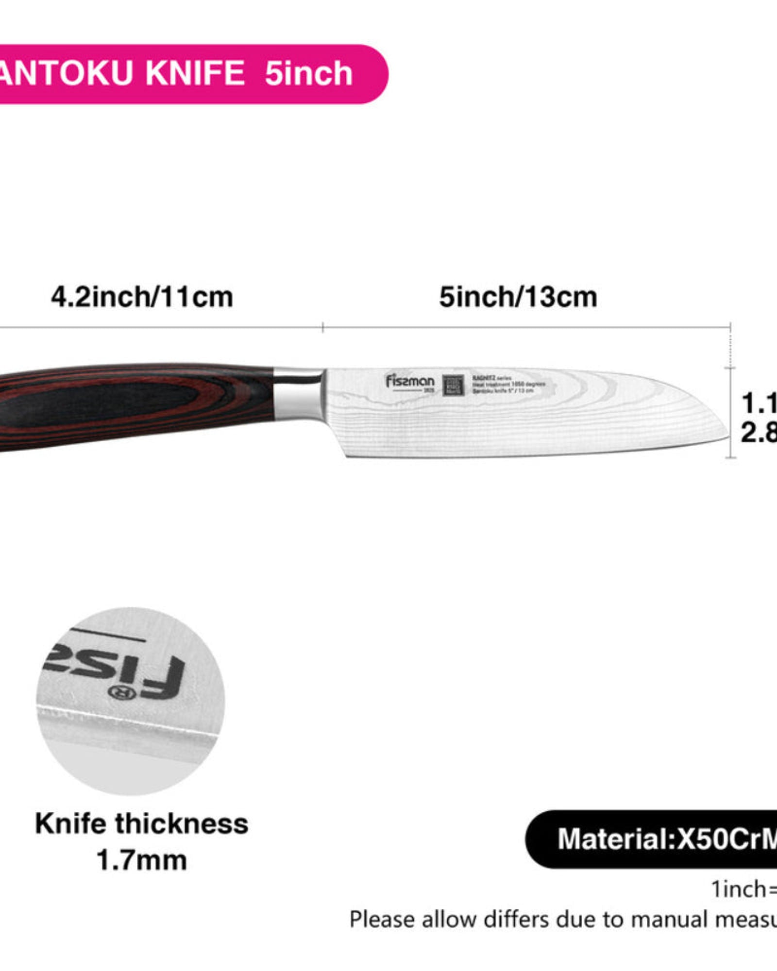 سكين سانتوكو فيسمان 5 سلسلة راجنيتز (فولاذ X50Cr15MoV)