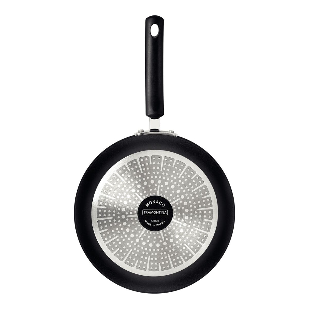 ترامونتينا منذ عام 1911، صنع في البرازيل، مقلاة عميقة من الألومنيوم بتقنية الحث الحراري موناكو من ترامونتينا، مع طلاء ستارفلون الفاخر غير اللاصق من الداخل والخارج باللون الأسود، 24 سم، 2.7 لتر