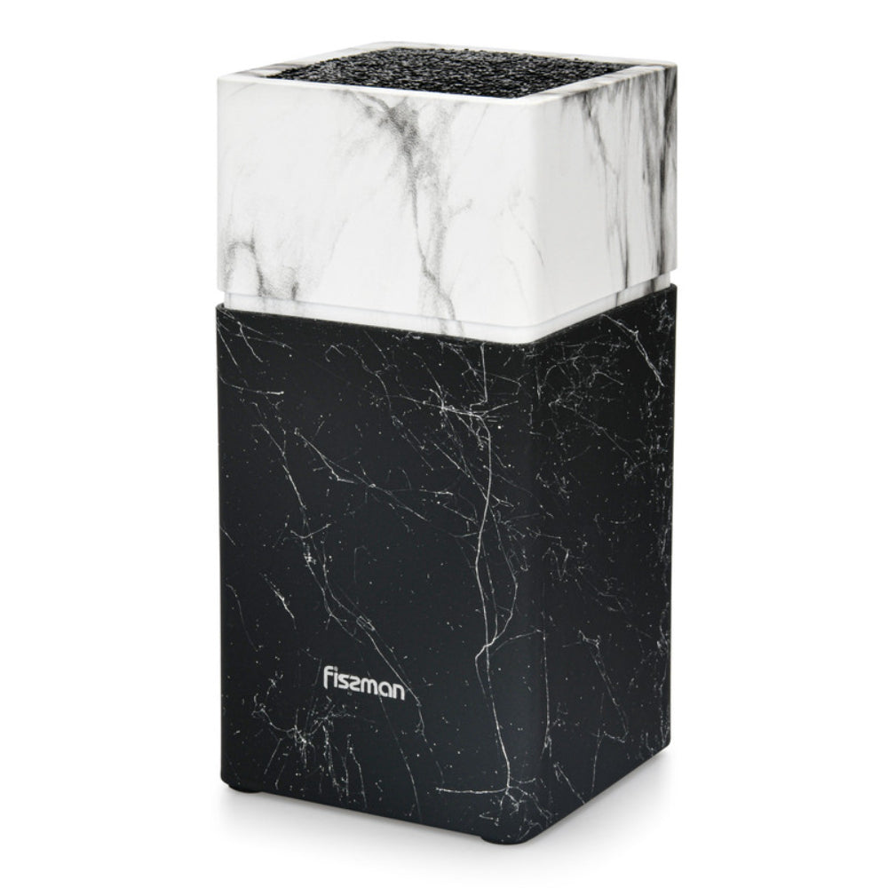 Fissman Universal Knife Marble Blocks. Holders With Slots For Scissors And Sharpening Rod And Detach For Easy Cleaning White/Black 11x23x11cm