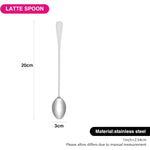 ملعقة لاتيه فيسمان، 3 قطع، 20 سم، ملعقة قهوة بمقبض طويل، طقم أدوات مائدة من الفولاذ المقاوم للصدأ، سلسلة فلافيا