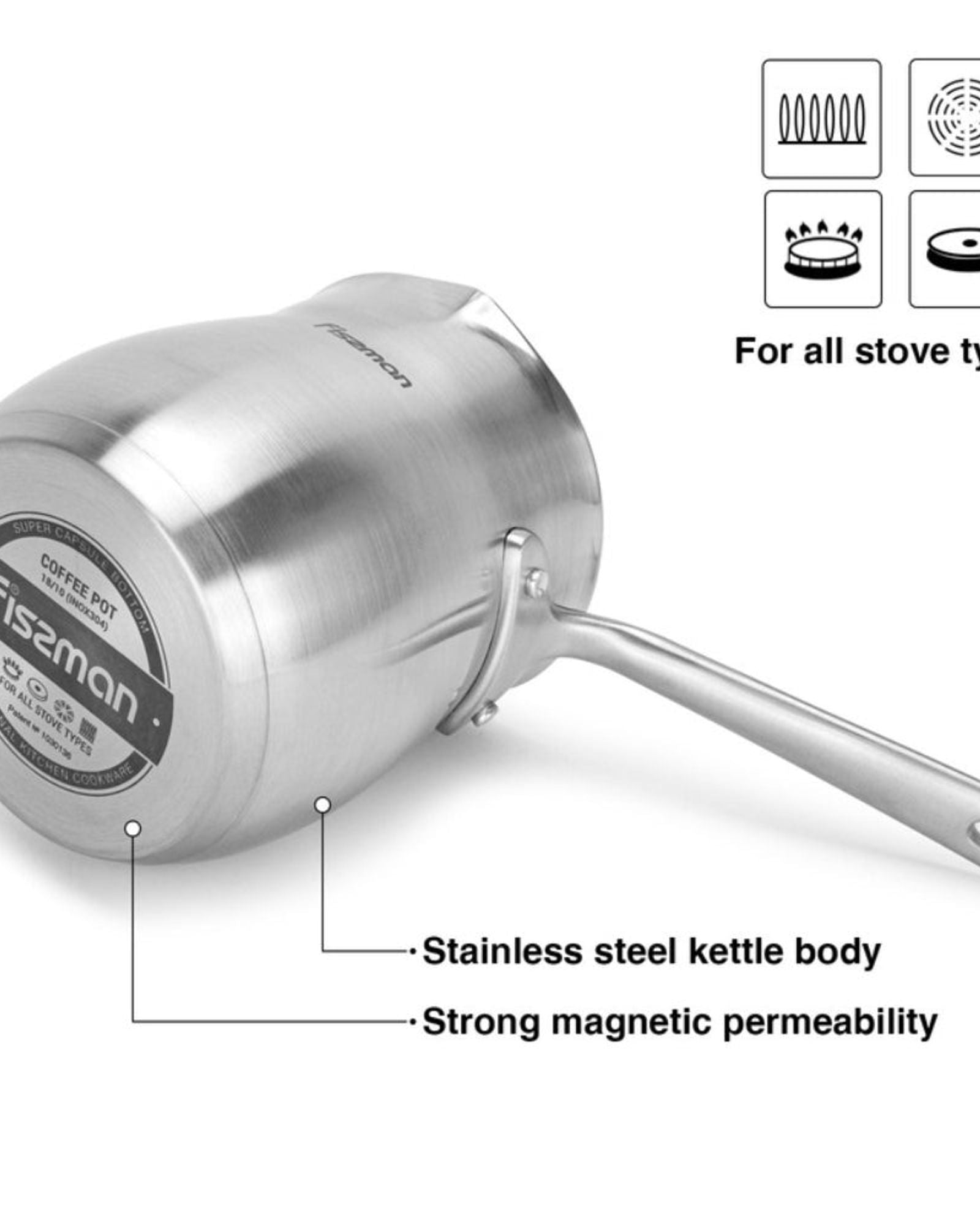 إبريق قهوة فيسمان 680 مل مع قاعدة حثية (ستانلس ستيل)