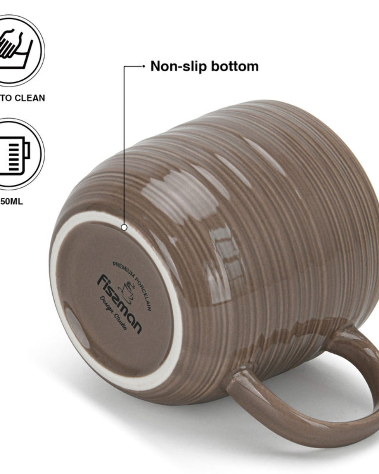 أكواب فيسمان من قطعتين، فيرمينا براون، 350 مل، صينية عظمية جديدة