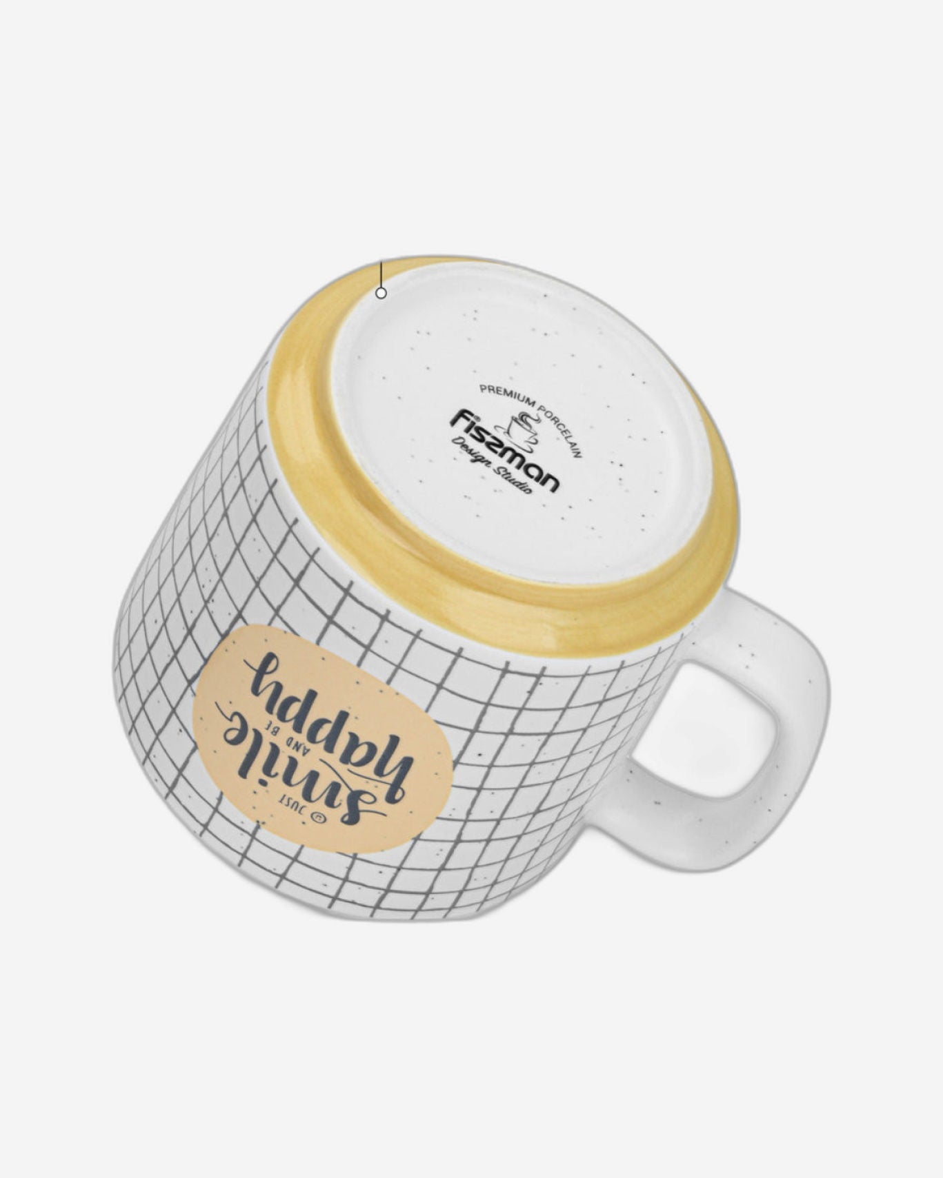 أكواب فيسمان من قطعتين، سعة 490 مل، بتصميم ابتسامة سعيدة، من الخزف الصيني الجديد