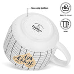 أكواب فيسمان من قطعتين، سعة 580 مل، بتصميم Happy Day، مصنوعة من الخزف العظمي الصيني الجديد