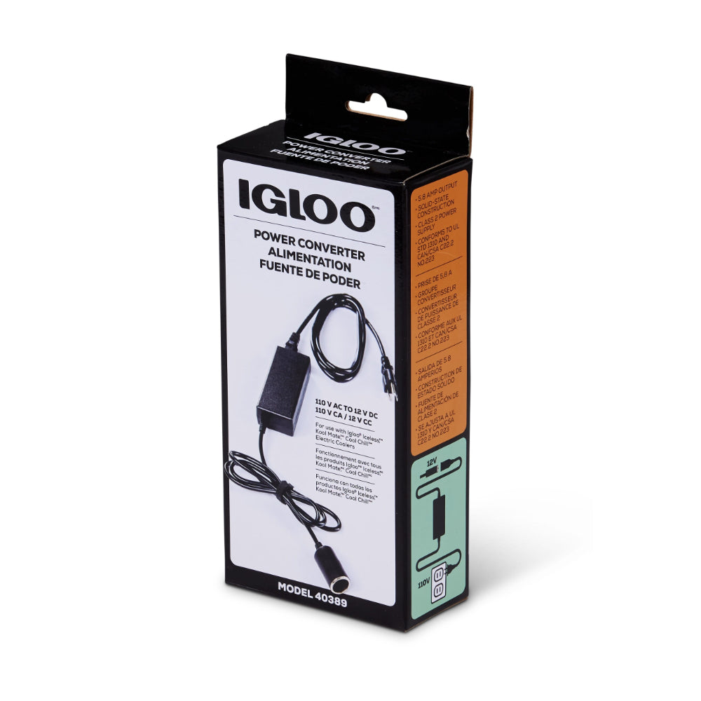 محول طاقة تيار متردد Igloo-110 فولت لمبردات Kool Mate Cool Chill الحرارية الكهربائية الخالية من الجليد - أسود