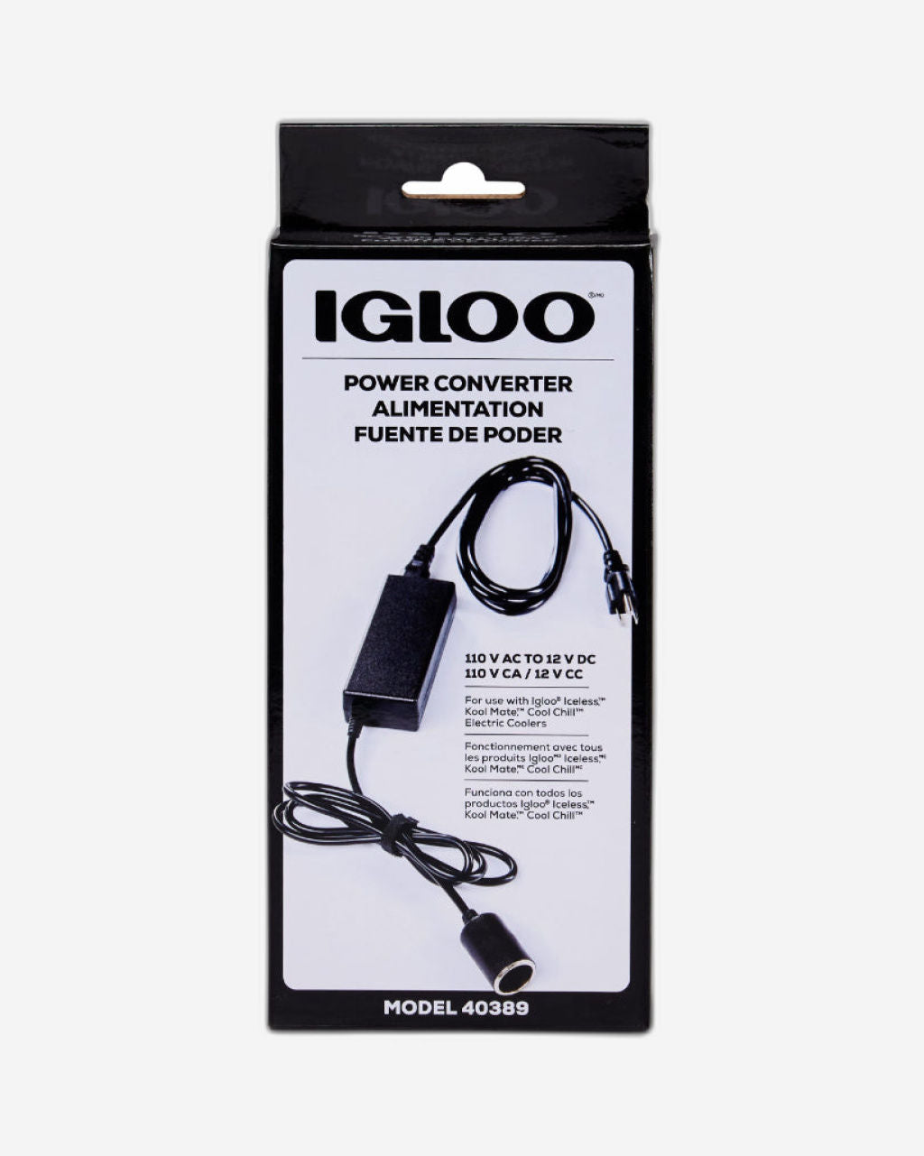 محول طاقة تيار متردد Igloo-110 فولت لمبردات Kool Mate Cool Chill الحرارية الكهربائية الخالية من الجليد - أسود